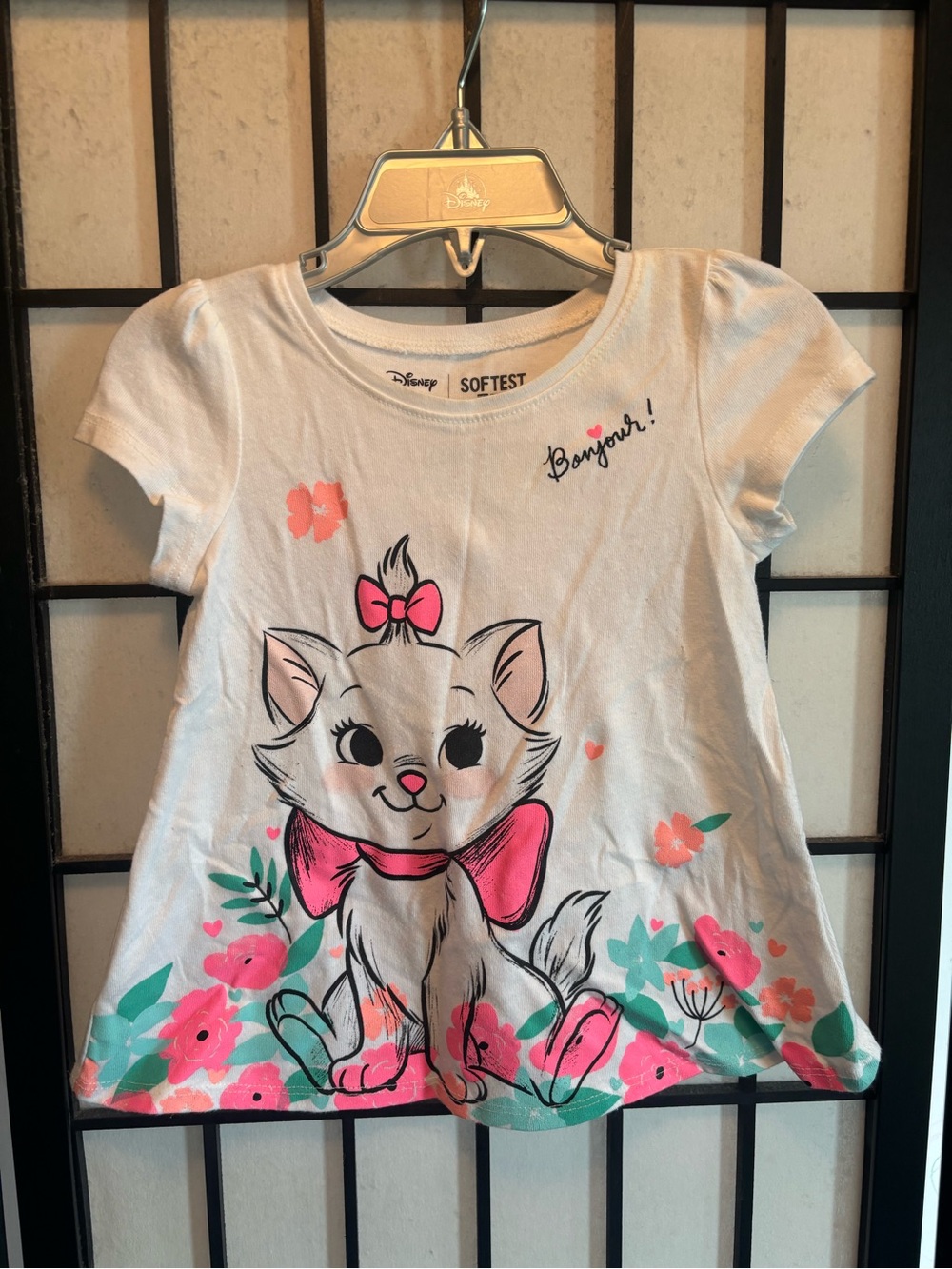 jumping beans White Tee with Pink & Teal Marie Kitten Graphic